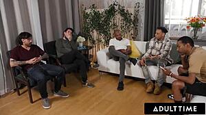 Sexy nurse summer vixen gets caught fucking student in class. She endures rough gangbang with double penetration and facials.