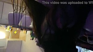 Wife In Lingerie And Tattoo Gives Nice Blowjob With Deepthroat And Swallow. She Enjoys Every Moment Of Sucking Cock.