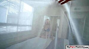 Guy doggystyle fucking big tits stepmom in bedroom lingerie