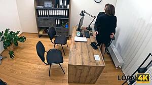 loan4k agent catches cheating wife fingering in office and seduces her for hardcore sex