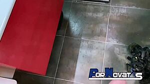 in the bathroom, this big ass blonde russian MOM gets SURPRISED in the shower by our friend victor bloom during homemade casting.