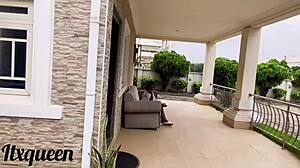 The Gardener with the Giant African Cock Fucks Submissive Babe Doggystyle in Garden Until She Squirts on Huge Clit and Pussy Lips