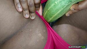 college girl needed a gynecologist as big cucumber went deep inside pussy while masturbating