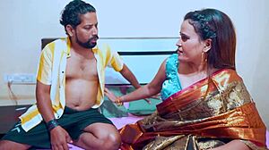 Indian desi play boy seeks sexual satisfaction in first time homemade fucking with big tits milf wife. he bends her over for anal doggystyle, blowjob, pussy licking, and rough quickie on panties.