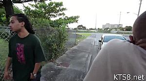 Transsexual gets picked up for intense anal fucking. Her gaping ass takes the big cock deep in POV style.