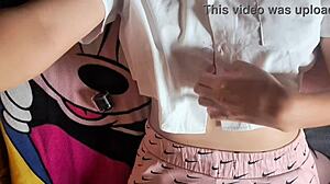 Colombian latina in bunny costume uses dildo for intense orgasm while dirty talking on bed as hot solo housewife