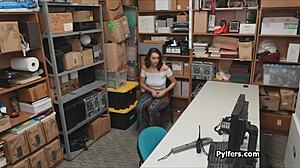 Watch this beautiful big tit pilfer ride cock wildly in office!