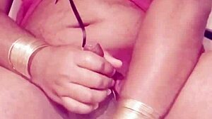 Sexy Dress Shemale Engages In Solo Masturbation With Intense Focus