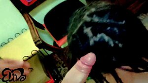 Teen with pigtails craves cum and kneels to suck cock until he can't resist