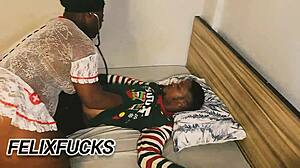 Deep throat bbw slutty nurse fucks big black dick in hospital bedroom