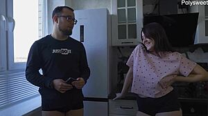 Neighbor Roughly Fucks Guy He Finished Whole Table From Her Hand