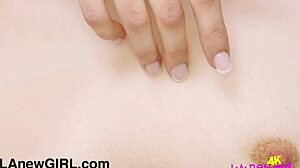 Cute teen 18+ brunette unveils her stunning figure during photoshoot on sofa