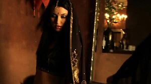 Beautiful Indian brunette dances erotically while stripping clothes off in cute teasing undress to get fully nude
