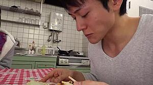 Petite Japanese stepsister sucks virgin stepbrother's cock!