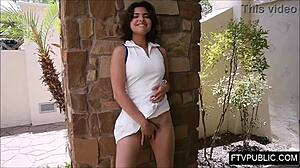 hairy young 18+ girl flashes no panties in public outdoor street nudity