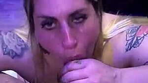 Blonde Amateur Gives Interracial Deepthroat Blowjob to Black Cock with Facial