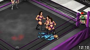 Intense emotions flare as wrestlers Cammy and Samus clash in fiery lesbian showdown.