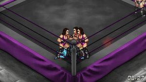 Intense emotions flare as wrestlers Cammy and Samus clash in fiery lesbian showdown.