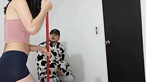 Beautiful Companion In Pajamas And Tight Shorts With Cute Face Fucked On Bed