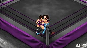 Intense emotions flare as wrestlers Cammy and Samus clash in fiery lesbian showdown.