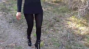 Heels Walk In Woods