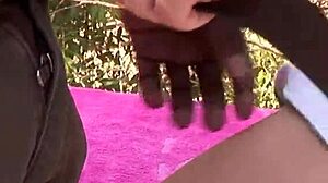 Nora Skyy is a cute blonde with blue eyes. She gets fucked outdoors by big black cock with cowgirl, doggystyle, and facial cumshot.