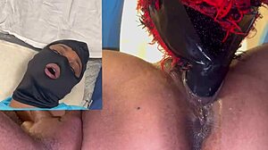 Oh, watch this ebony beauty squirt all over my dildo with her wet masked orgasm.