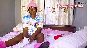 Oloshoboyfriend chooses the dildo or the book in dorm fucking orgasm!