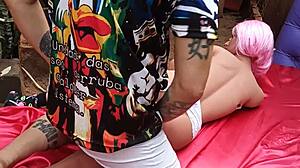 Comendo tight anal assfucking on fuck doll sex toy with real vadia masturbation action!