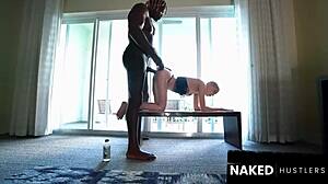 oiled european model tempts huge black stud for steamy ride