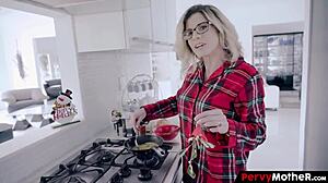 My stepmom's juicy pussy tastes so refined while i devour her on holiday glasses on