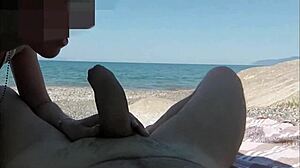 French amateur teens give public beach blowjobs and swallow cum compilation