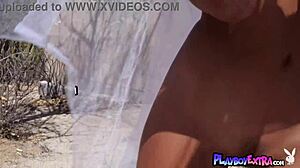 Petite Costa Rican Katherinne Sofia Strips Tiny Silver Bikini Outdoor Tease