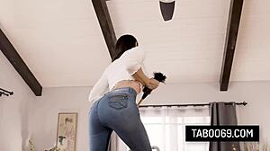 Sofie Marie pounds her virgin stepson's cock hard