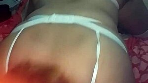 grabbing cellphone front view fucking sexy lingerie latina rubbing her thong panties