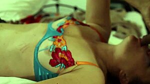 french amateur in leather pants satin lingerie red thong bra garter belt rimjob anal closeups