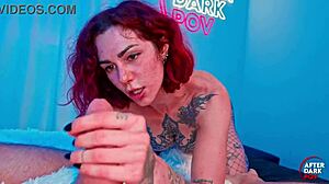 oh god im wreckin this busty tatted redheads ass anal hard she gaggin deepthroat on monster cock ridin cowgirl cummin in mouth