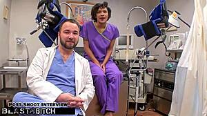 Jackie Banes moans as student gets busted for deepthroat on set