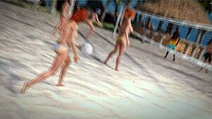 Redhead Beauty Takes Thug's Beach Ball Topless Pound!