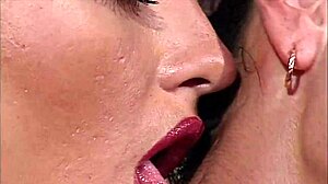 two gorgeous sluts share one cock in wild bedroom threesome action