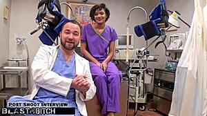 Jackie Banes moans as student gets busted for deepthroat on set