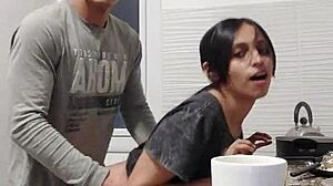 stop cooking babe, bent over kitchen for big cock creampie now