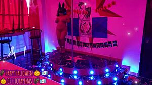 Playboy bunny says happy Halloween runway