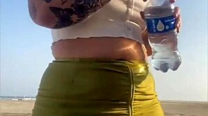 Redhead Flashes Swollen Pussy Lips Beach Exhibitionist Muscular