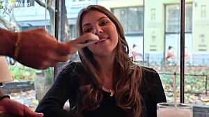 alice xo sneaks quick anal with hot waiter in her tourist lingerie adventure