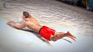 Redhead Beauty Takes Thug's Beach Ball Topless Pound!