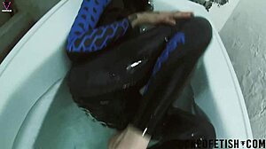 skinny asian fuck doll in spandex pool tease?