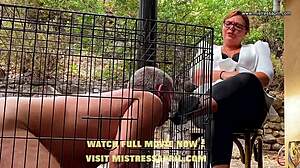 Dominatrix Mistress April Fucks Latex Bound Slave With Electro Toys