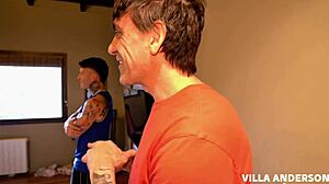 stepmom subtly shows stepdaughter how to handle two throbbing cocks together