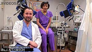 Jackie Banes moans as student gets busted for deepthroat on set